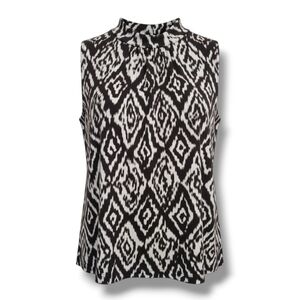 KC Stevens Women's Plus Size brown & White high neck sleeveless blouse - 2x